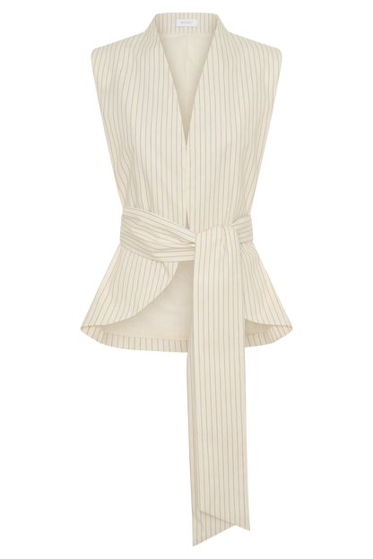 Alina Waist Tie Sleeveless Top Stripe