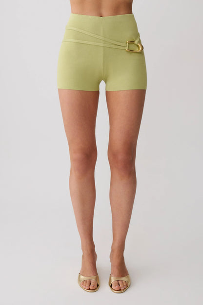 Dimitri Mini Knit Shorts With Belt Light Olive