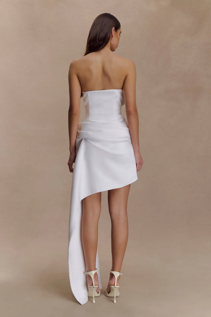 Evianna Strapless Gathered Mini Dress White