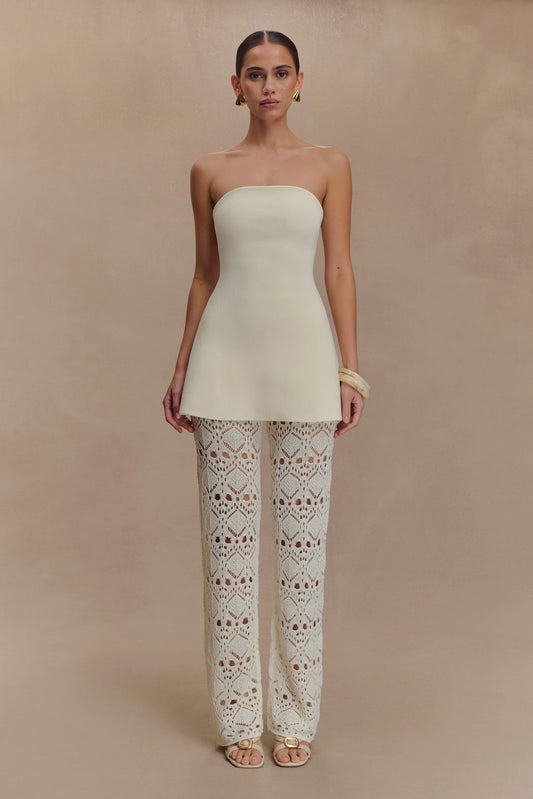 Trena Crochet Knit Pants Ivory