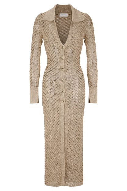 Waverley Metallic Knit Swim Cover Up Gold