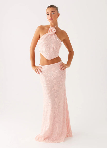 Nico Sequin Maxi Skirt Pink