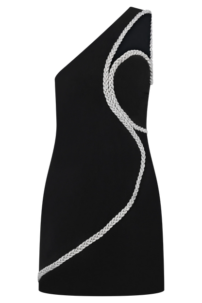Eleonora Diamante Trim Mini Dress Black