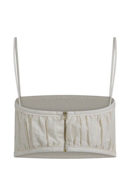 Scottie Shirred Linen Bandeau Oat Marle