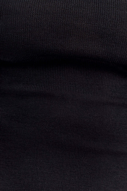 Paedyn Merino Wool Ribbed Long Sleeve Top Black
