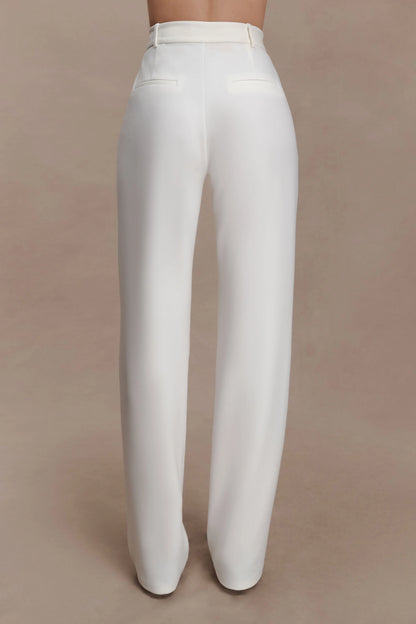 Maude Crepe Straight Leg Pants Ivory
